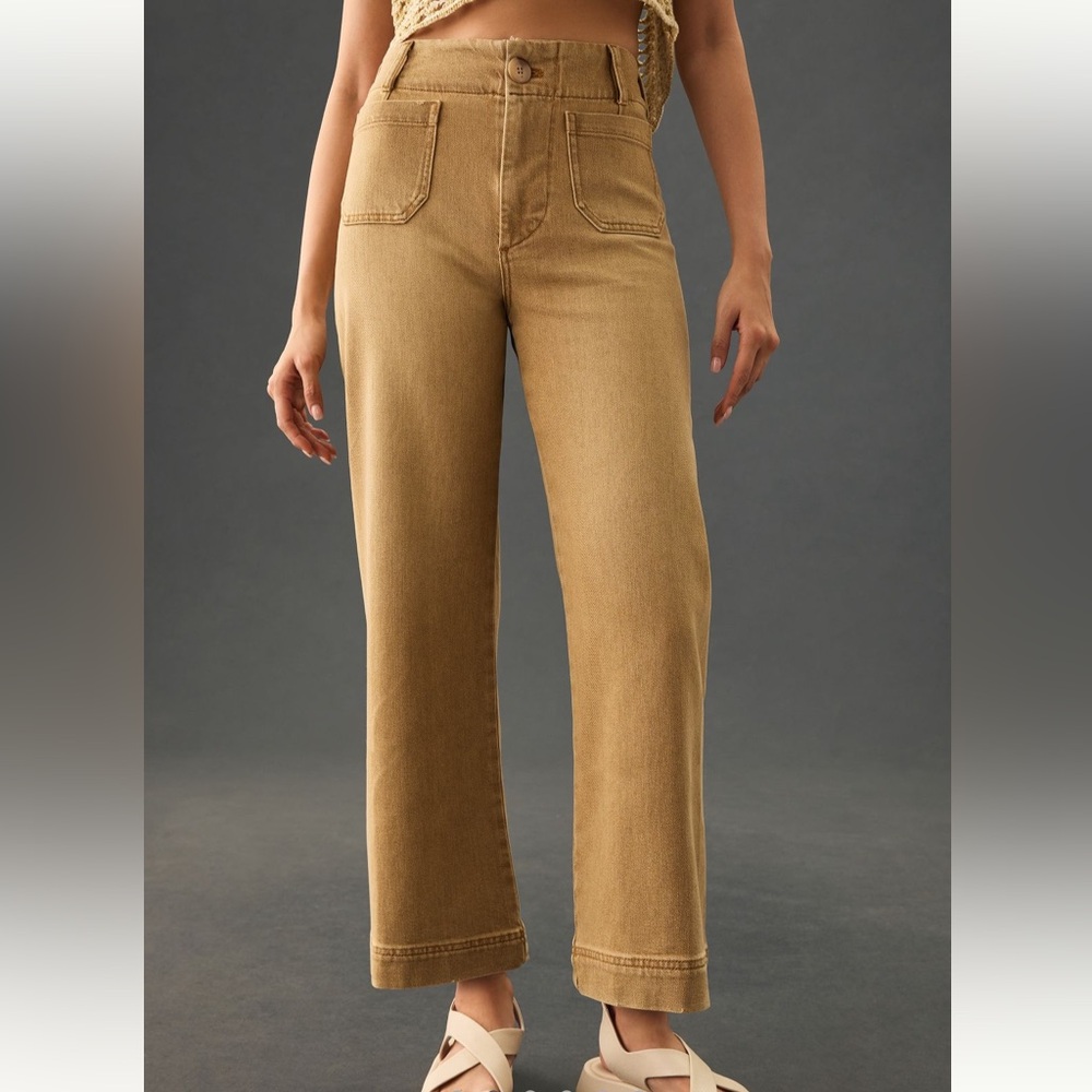 Anthropologie Colette Denim Cropped Wide-leg Jeans by Maeve